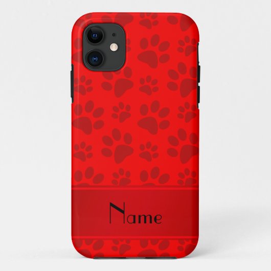ネオンパーソナライズされた赤い犬の足の名前 Case-Mate iPhoneケース (裏面)