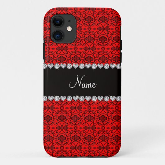 ネオンパーソナライズされた・レッド・モロッコ・トレリスの名前 Case-Mate iPhoneケース (裏面)