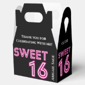 ネオンパーソナライズされたSweet sixteenホットピンク、ブラック フェイバーボックス (オープン)