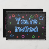 ネオンパーティの招待状 招待状 (正面/裏面)