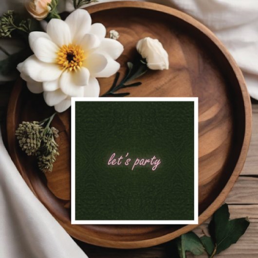 ネオンパーティーサインオングラス背景ナプキン スタンダードカクテルナプキン