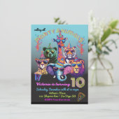 ネオンパーティー動物誕生日パーティー 招待状 (スタンド正面)