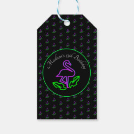 ネオンパーティー熱帯フラミンゴグローパーティーの10代の好意 ギフトタグ