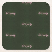 ネオンパーティー草の背景 スクエアペーパーコースター (正面)