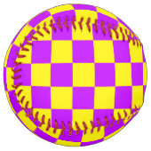 ネオンパープルイエローチェッ市松模様にカーボードヴィンテージ ソフトボール (正面左)