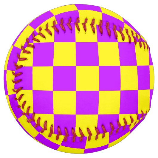 ネオンパープルイエローチェッ市松模様にカーボードヴィンテージ ソフトボール (正面左)