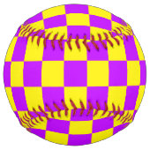 ネオンパープルイエローチェッ市松模様にカーボードヴィンテージ ソフトボール (裏面)