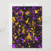 ネオンパープルイエロー ペイント トランポリンパーティー 誕生日 招待状 (裏面)