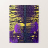ネオンパープルツリーゴールデンリフレクション ジグソーパズル (縦)