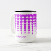 ネオンパープルハートティンセラ最高の先生エバーカスタム ツートーンマグカップ (正面左)