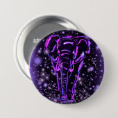 ネオンパープルピンクのゾウのボタン 缶バッジ (正面&裏面)
