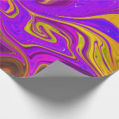 ネオンパープルピンクイエロー抽象デザイン ラッピングペーパー (角)