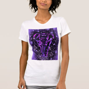 ネオンパープルピンクエレファント歩く – スタリーナイト Tシャツ