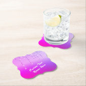ネオンパープルピンクグリッターカスタム文字コースター ペーパーコースター (インサイチュ)