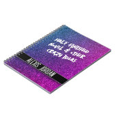 ネオンパープルピンクグリッター白黒グラフィティ ノートブック (左側)