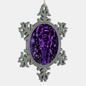 ネオンパープルピンクゾウ歩くアットスターリーナイト スノーフレークピューターオーナメント (左)