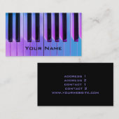 ネオンパープルブルーピアノ音楽ビジネスカード 名刺 (正面/裏面)