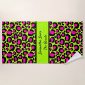 ネオンパープル&グリーンアート ビーチタオル (正面)