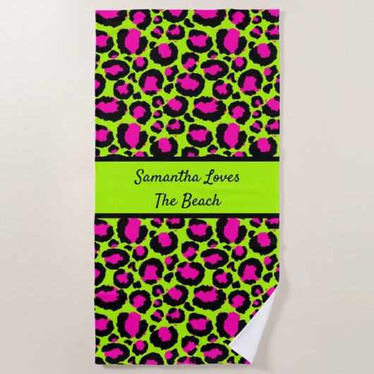 ネオンパープル&グリーンアート ビーチタオル (正面)