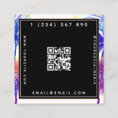 ネオンパームツリーバケーション テーマQRコードソーシャルメディア スクエア名刺 (裏面)