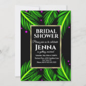 ネオンパームリーフブライトトロピカルブライダルシャワー 招待状 (正面)