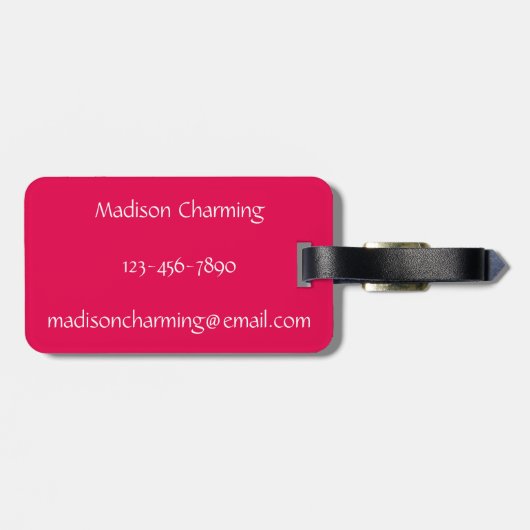 ネオンパーム熱帯夏の明るいピンク ラゲッジタグ (裏面横)