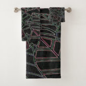 ネオンパ葉ームアポップ・アートのートオンブラック バスタオルセット (インサイチュ)