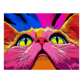ネオンヒゲ: 猫の鮮やかな視界 ポスター