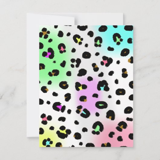 ネオンヒョウのプリントのパーティの招待状 招待状 (裏面)