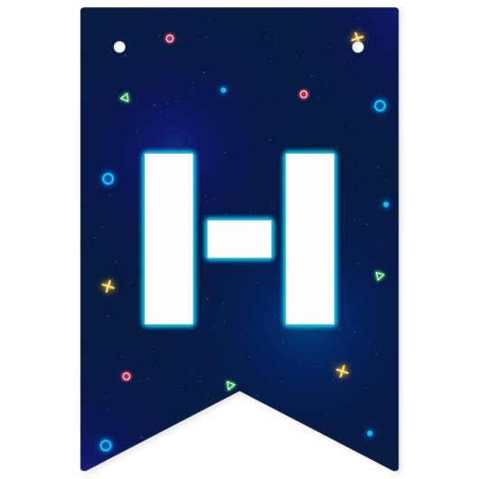 ネオンビデオゲームアーケードハッピーバースデー バンティングフラッグ (第2の旗)