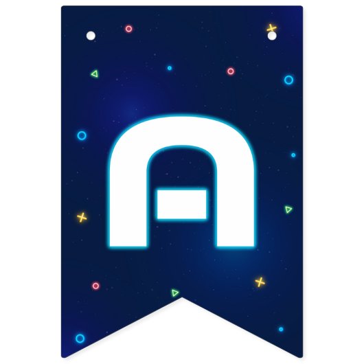 ネオンビデオゲームアーケードハッピーバースデー バンティングフラッグ (第3の旗)