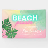 ネオンビーチお願いします ブライズメイド ピンク グラデーション 横断幕 (横)