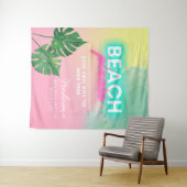 ネオンビーチお願いします ブライズルーム ピンク グラデーション パーム タペストリー (インサイチュ(横))