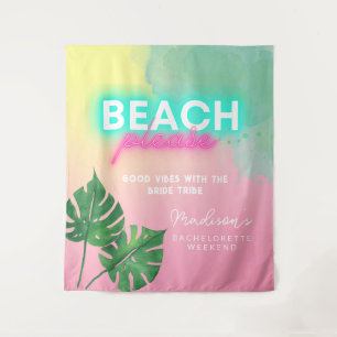 ネオンビーチお願いします ブライズルーム ピンク グラデーション ヤシの木 タペストリー