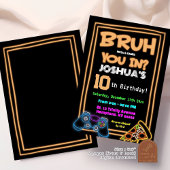 ネオンピザとゲームの誕生日パーティー 招待状