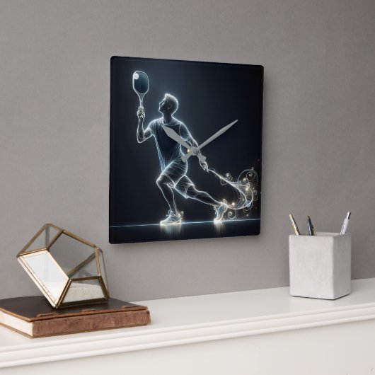 ネオンピックボール選手 スクエア壁時計 (オフィス)