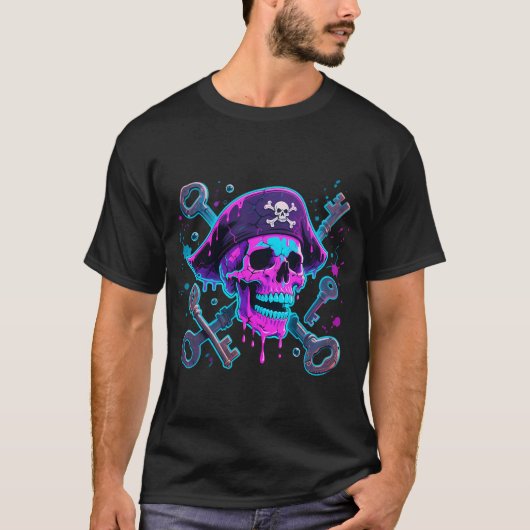 ネオンピラットスカル Tシャツ (正面)