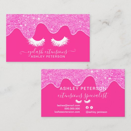ネオンピンガーリークのグリッターがまつげを落とす 名刺 (正面/裏面)