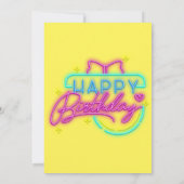 ネオンピンクとイエローのハッピーバースデーパーティー 招待状 (裏面)