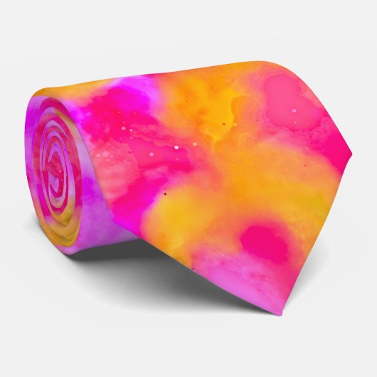 ネオンピンクとオレンぼやけジ ネクタイ (ロール)