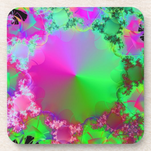 ネオンピンクとグリーンコーン コースター (正面)