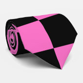 ネオンピンクとブラックチェッ市松模様にカーボードヴィンテージ ネクタイ (ロール)