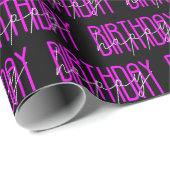 ネオンピンクと白のハッピーバースデー標識 ラッピングペーパー (ロールコーナー)