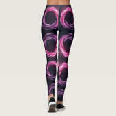 ネオンピンクと紫の抽象芸術が黒いバーの上で渦巻く レギンス (裏面)