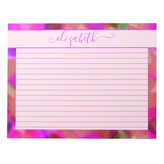 ネオンピンクと紫の抽象芸術水色 ノートパッド (正面)