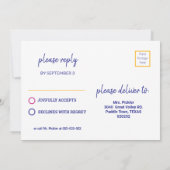 ネオンピンクと紫色のピックボールB'day + RSVP Invite 招待状 (裏面)