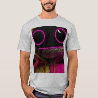 ネオンピンクのかわいいモンスターの顔のグラフィックTシャツ | おもしろ Tシャツ