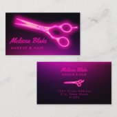 ネオンピンクのはさみ名刺 名刺 (正面/裏面)
