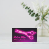 ネオンピンクのはさみ名刺 名刺 (スタンド正面)