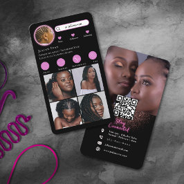 ネオンピンクのインスタグラム写真コラージヘアブレイディング 名刺